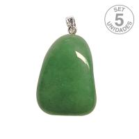Colgante Cuarzo Verde rodado engarce plata. Set 5u.