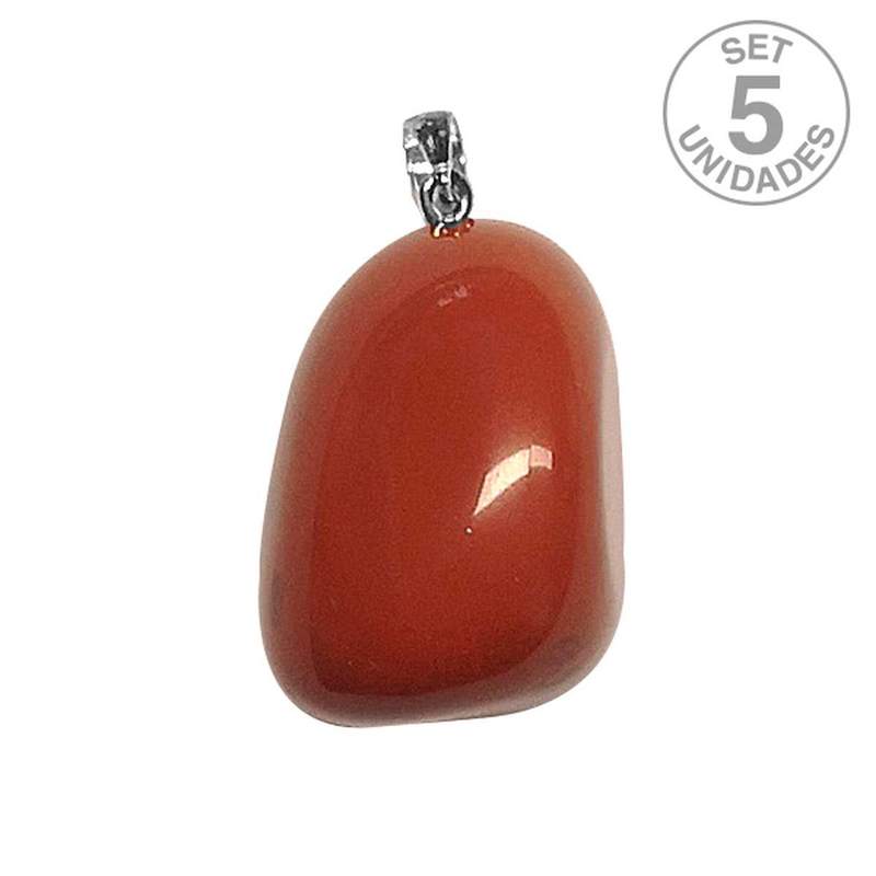 Red Jasper Tumbled and silver Pendant. Set 5u.