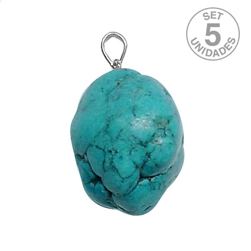 Turquenite Tumbled and silver Pendant. Set 5u.