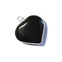 Colgante corazón Onix Borde Plata
