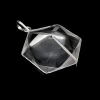Colgante Hexagono Prisma Cristal Roca + Plata