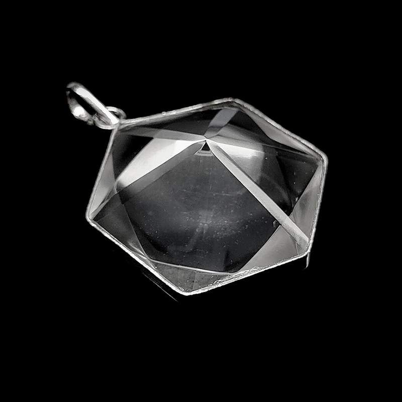 Rock Crystal Hexagon Prism Pendant + Silver