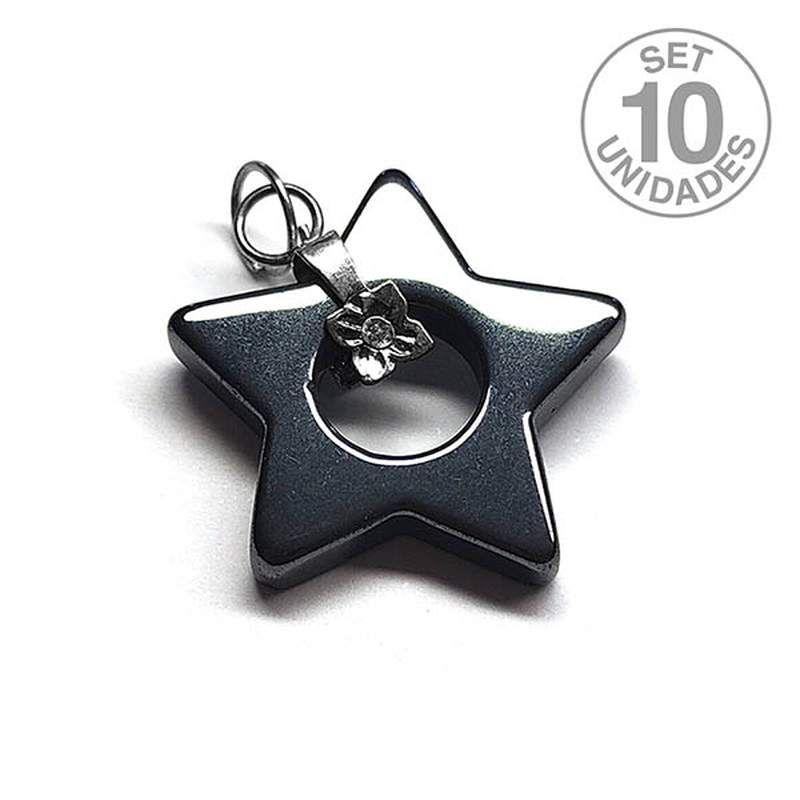 Pendentif étoile en Hématite. Set 10 un.