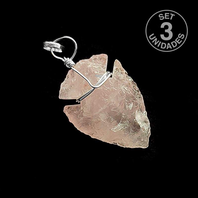 Colgante Flecha Cuarzo Rosa 25mm (Set 3un)