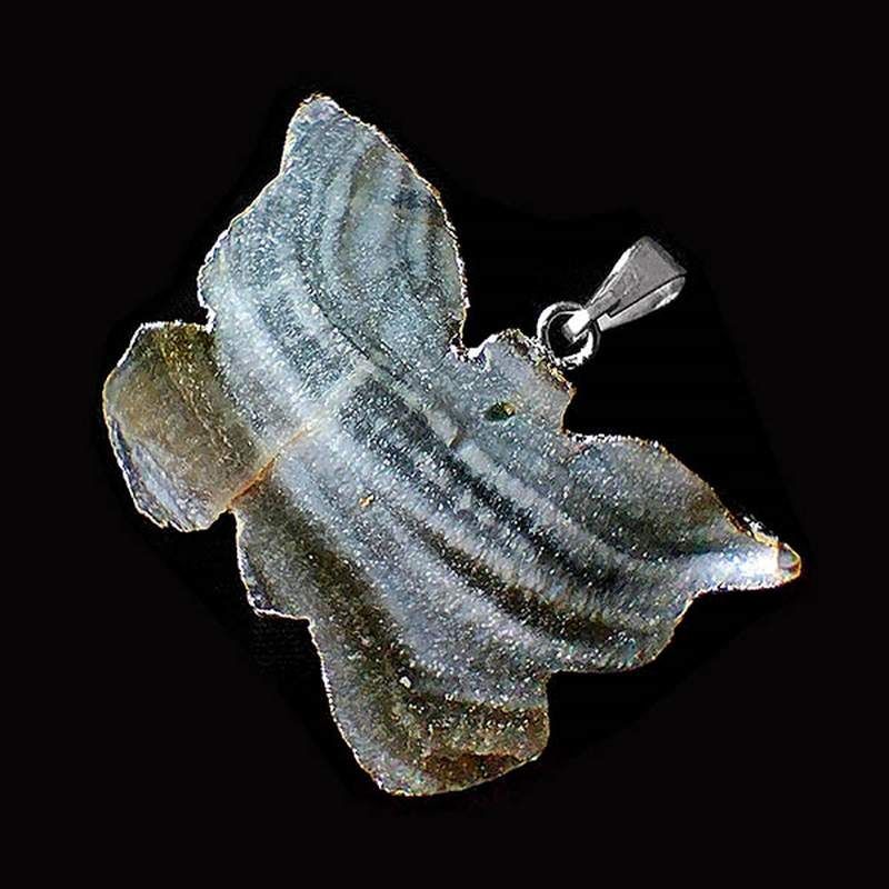 Pendentif Papillon de fleur de calcédoine