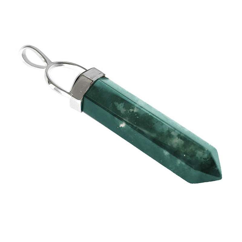 Moss Agate Point and silver Pendant
