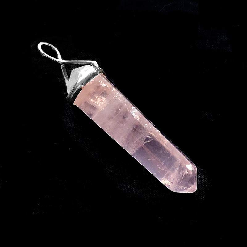 Pendentif Quartz Rose Pointe Biterminée et Argent