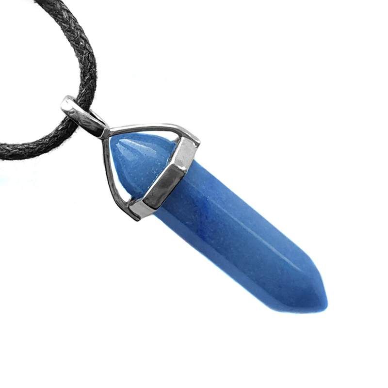 Pendentif Quartz Bleue Pointe Biterminée