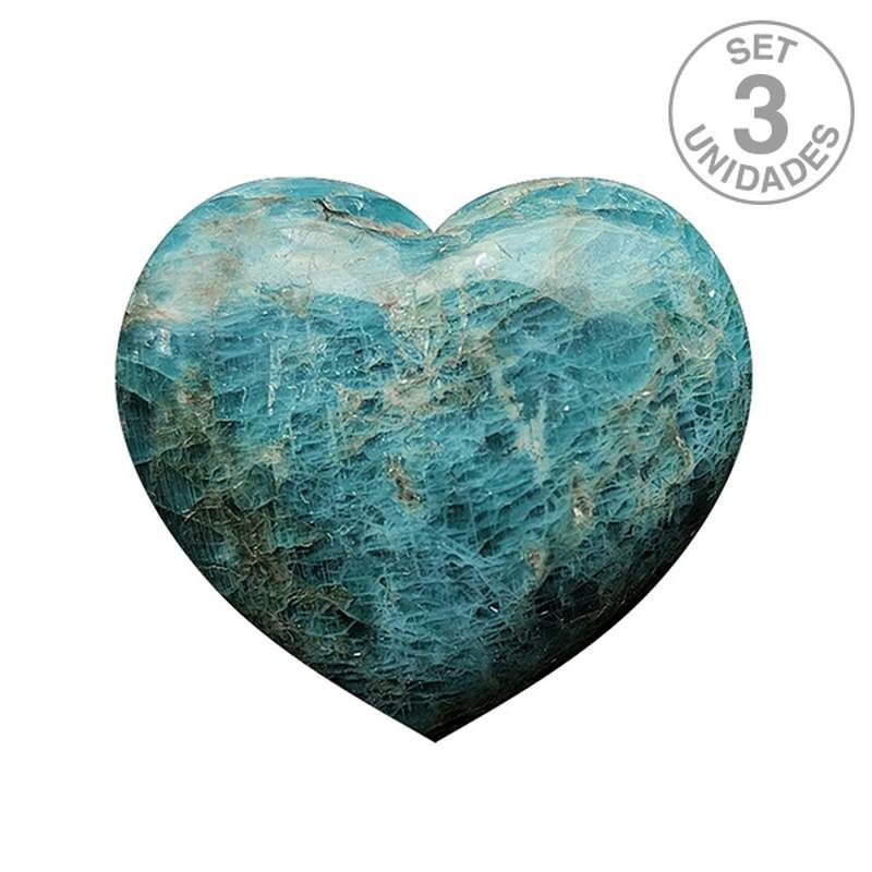 Coeur Apatite (30mm envir.) Set 3un.