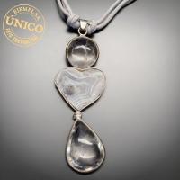 Collar Calcedonia y Cristal de Roca (engarces plata)