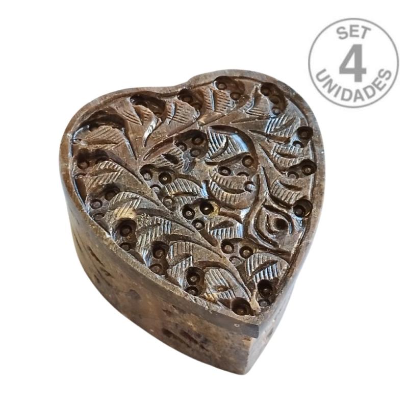 Cajitas/Joyero Corazón Esteatita. Set 4 Un.