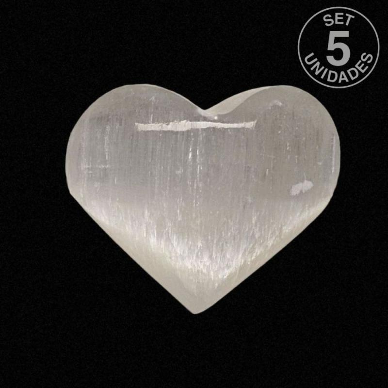 Corazón Selenita 5x4cm (Set 5 Un,)