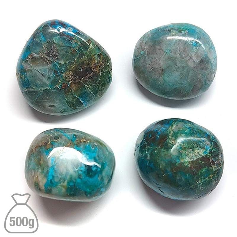 Chrysocolle pierre roulée moyen. Sac 500g
