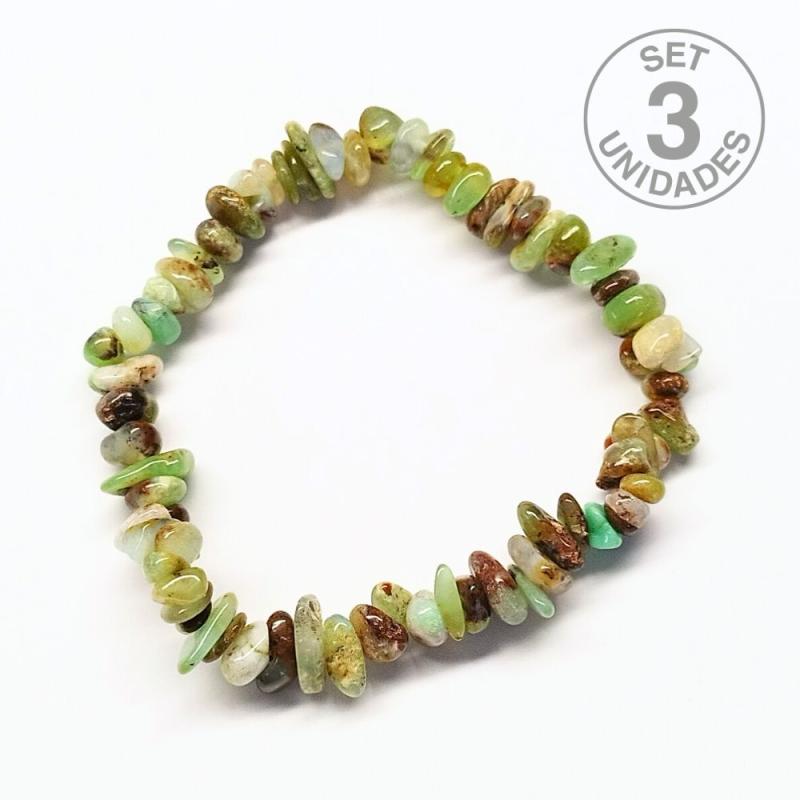 Pulsera Chip Crisoprasa. Set 3 Un.
