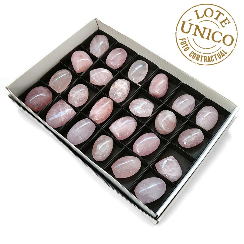 Cuarzo Rosa pulido con base cortada. Lote 24 Un.