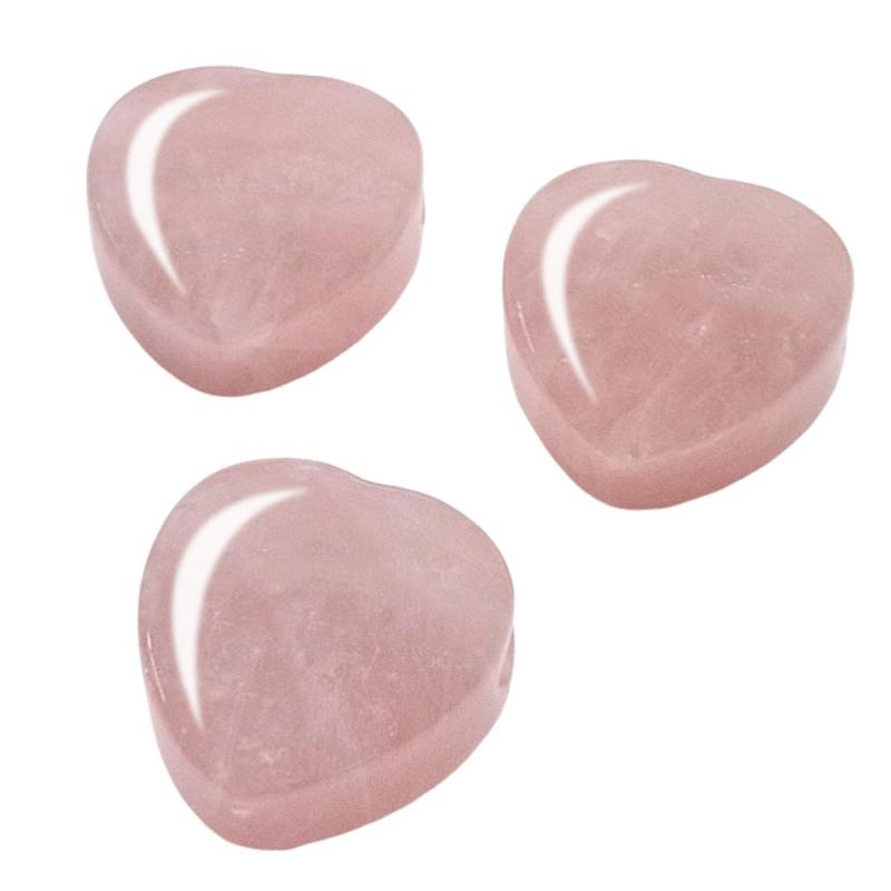 Colgante Corazón Cuarzo Rosa. Set 3 Un.