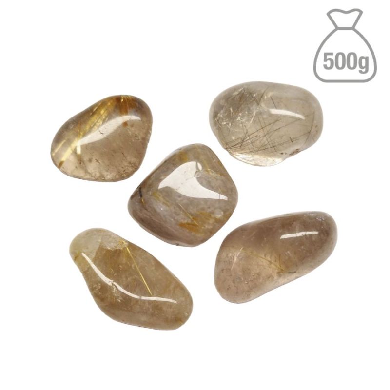 Cuarzo Rutilado Rodado Mediano. Bolsa 500g.