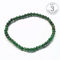 Pulsera Cuarzo Verde (Bola 4mm). Set 3 Un.