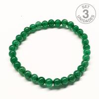 Pulsera Cuarzo Verde (Bola 6mm). Set 3 Un.