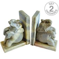Sujetalibros Elefantes de Esteatita (Set 2 Un.)