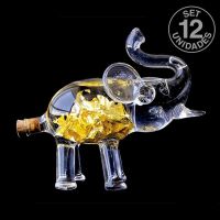 Elefante Vidrio Soplado Oro. Set 12 un.