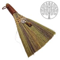 Escoba símbolo Árbol de la Vida y Ojo de Tigre (20cm).