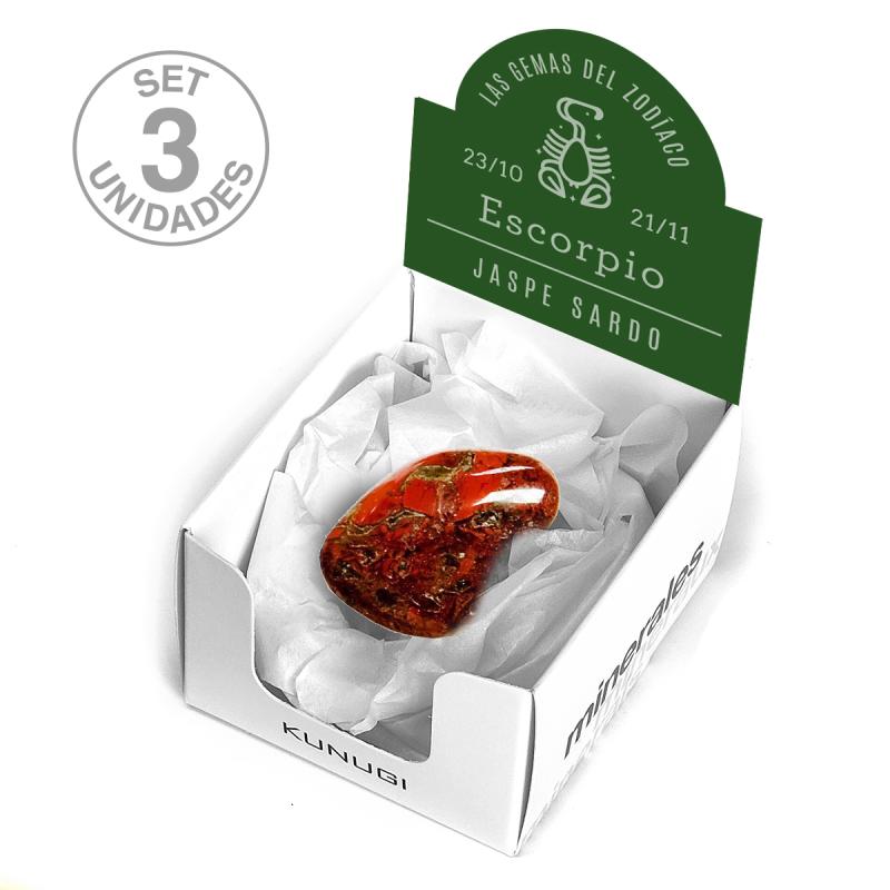 Cajita Escorpio Jaspe Sardo. Set 3 Un.