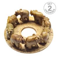 Grupo de Elefantes de Esteatita (Set 2 Un.)