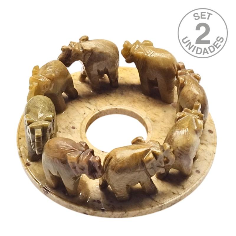 Grupo de Elefantes de Esteatita (Set 2 Un.)