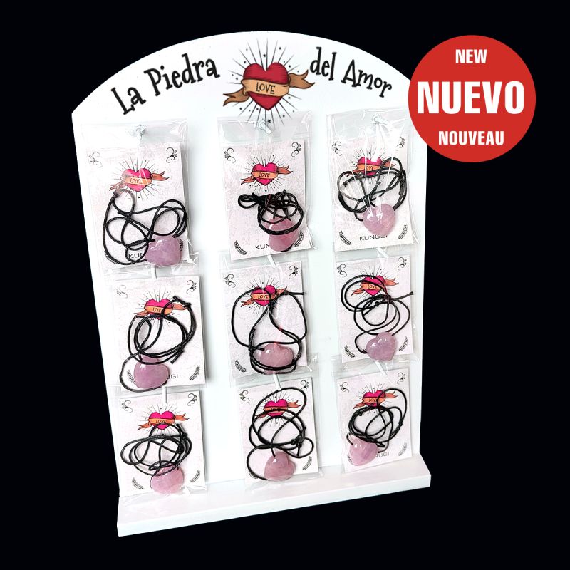 Expositor Colgantes Corazon Cuarzo Rosa (27un) SV