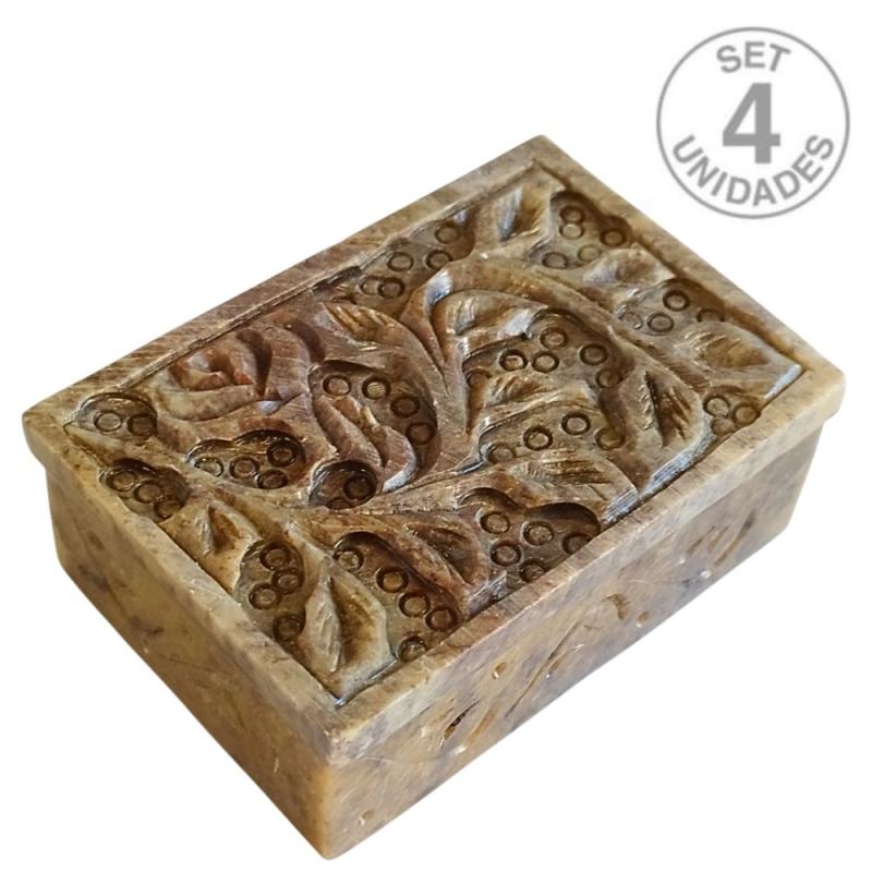 Caja/Joyero Esteatita 8x5cm. Set 4 Un.