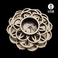 White Led Wooden Base Flower of Life (USB)
