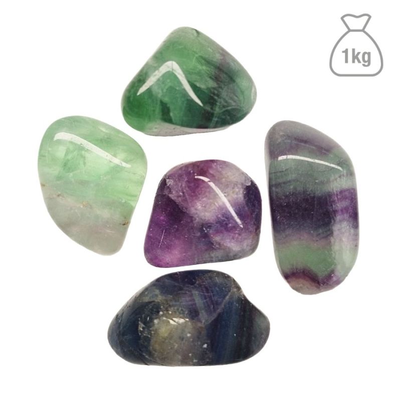 Medium Tumbled Rainbow Fluorite. Bag 1kg
