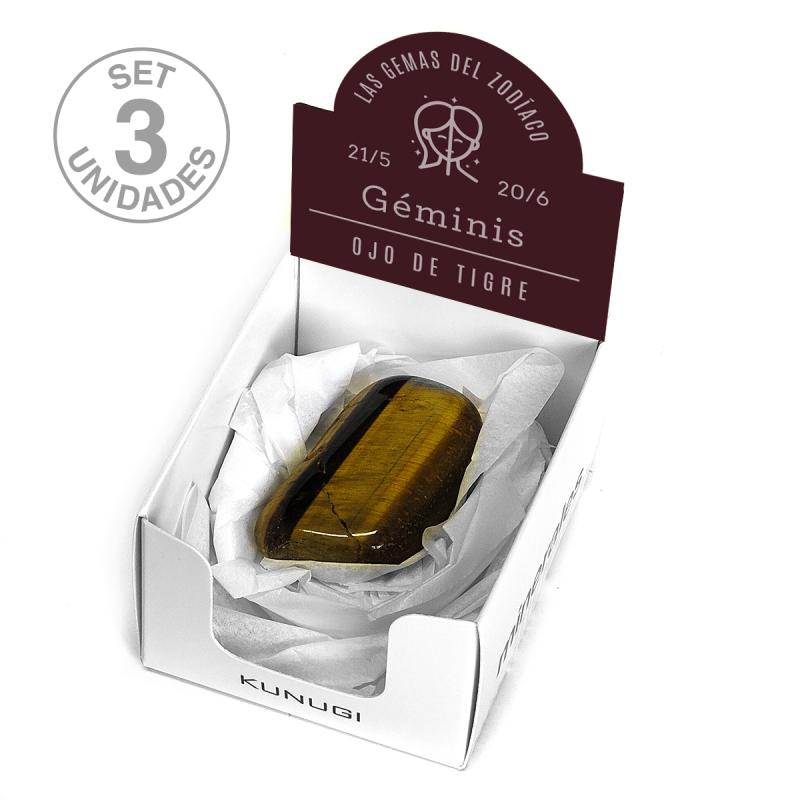 Cajita Géminis Ojo de Tigre. Set 3 Un.
