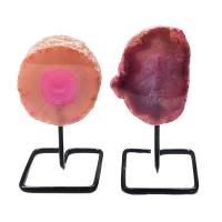 Géode d'Agate Rose avec pied en métal
