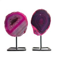 Geoda de Ágata Rosa con pie metálico