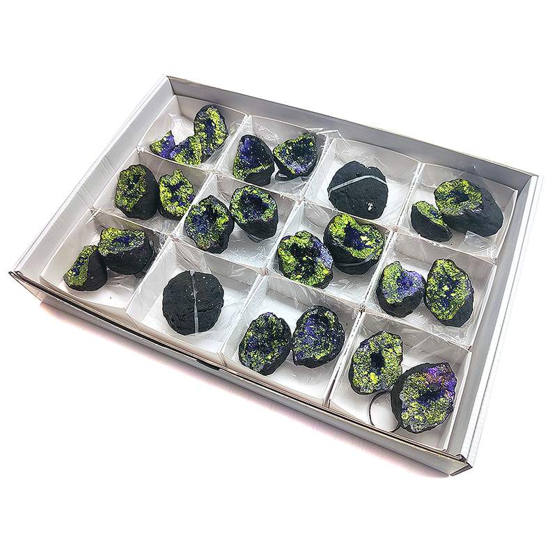 Gold-coloured Quartz Geodes. Box 12 pieces