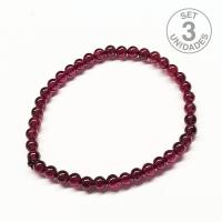 Pulsera Granate (Bola 5mm). Set 3 Un.