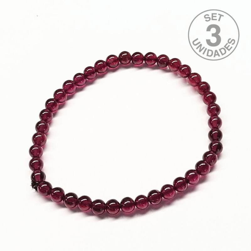 Pulsera Granate (Bola 5mm). Set 3 Un.