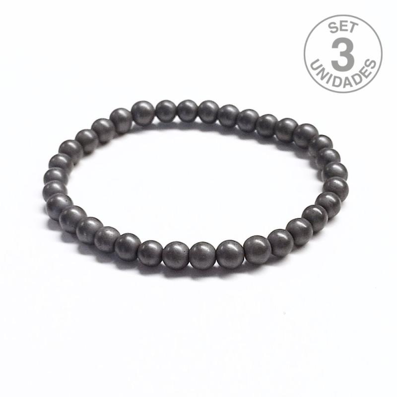 Bracelet Hématite Mate (Boule 6mm). Set 3 Un.