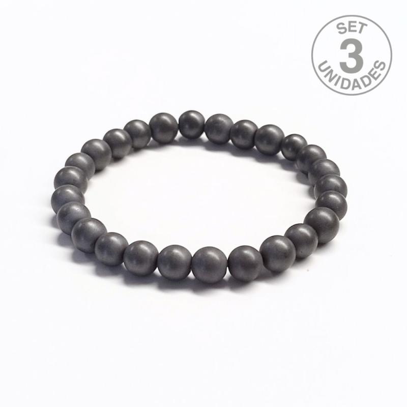 Bracelet Hématite Mate (Boule 8mm). Set 3 Un.