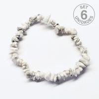 Pulsera Chip Howlita Blanca. Set 6 Un.