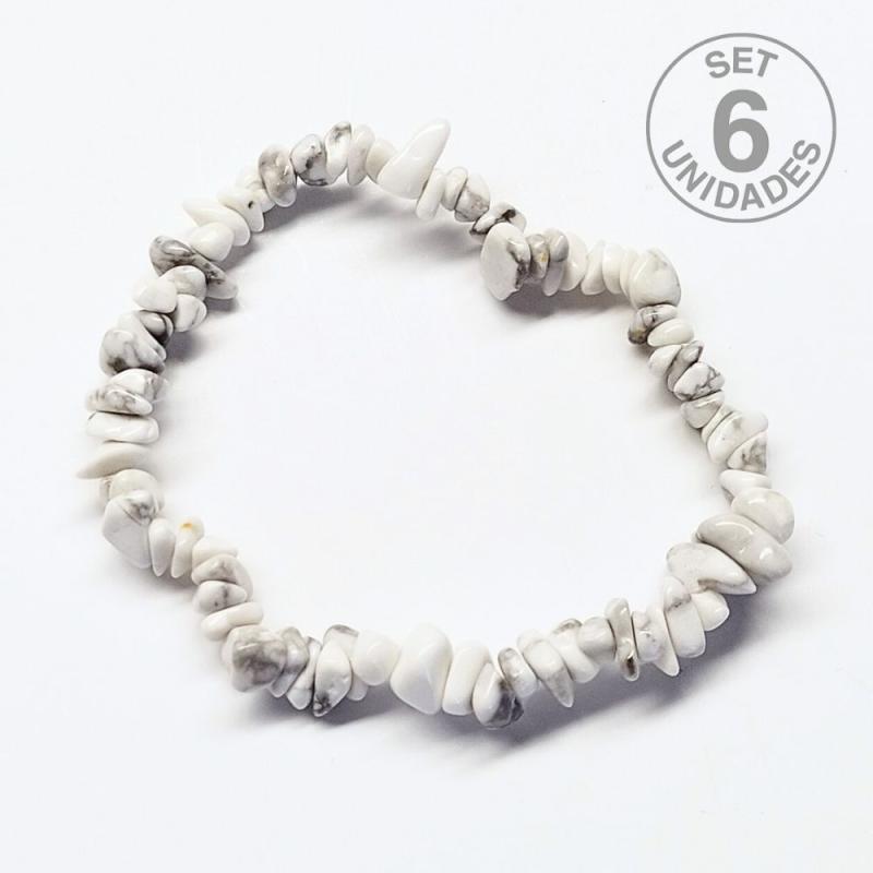 Pulsera Chip Howlita Blanca. Set 6 Un.
