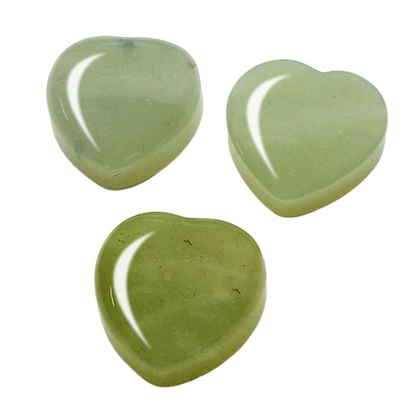 Colgante Corazón Jade Verde. Set 3 Un.