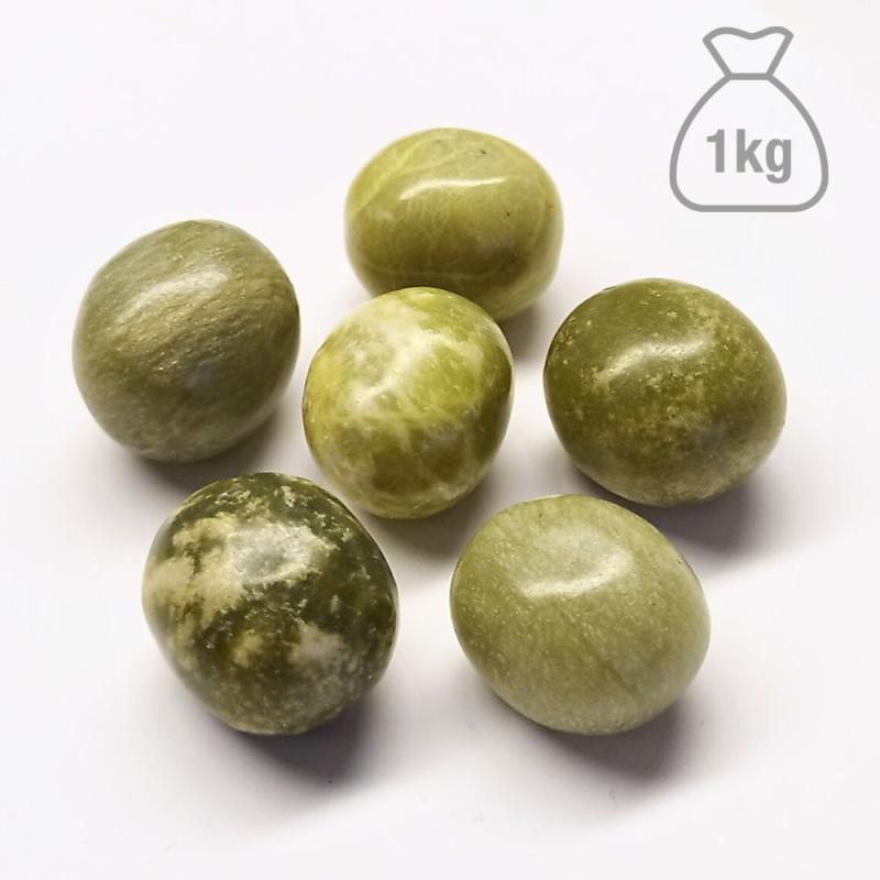 Jade Verde Rodado Mediano. Bolsa 1kg.