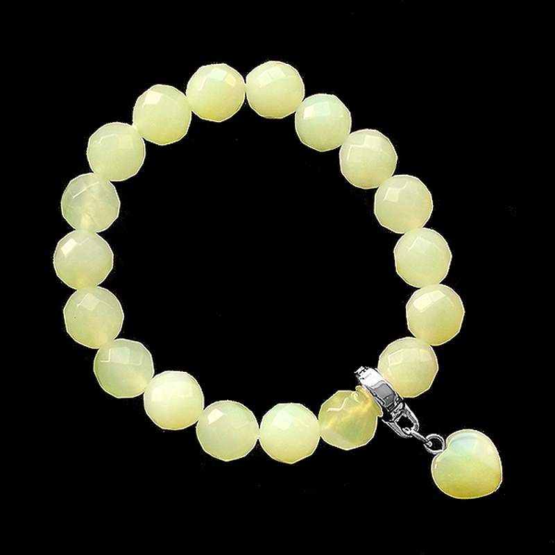 Pulsera Jade Verde Bola Facetada con Colgante Corazón