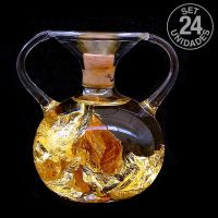 Cruche verre soufflé et or. Set 24 un.