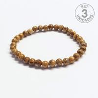 Bracelet Jaspe Paysage (Boule 6mm). Set 3 Un.