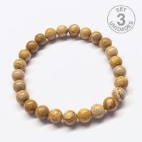 Pulsera Jaspe Paisaje (Bola 8mm). Set 3 Un.