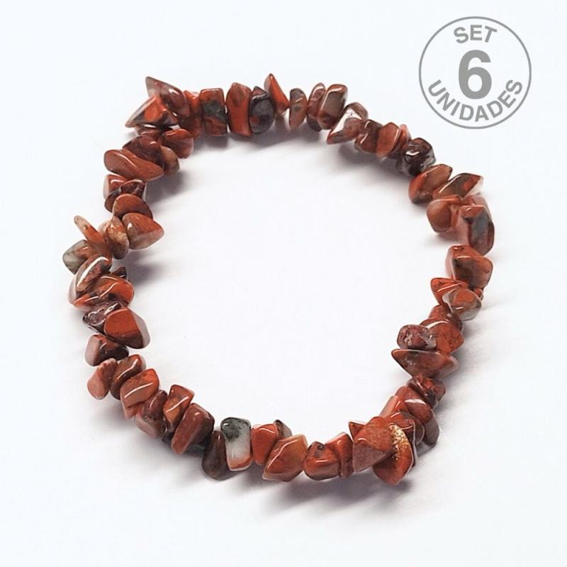 Pulsera Chip Jaspe Sardo. Set 6 Un.